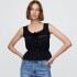 SL LACE TIE FEMME TOP TRUE BLACK