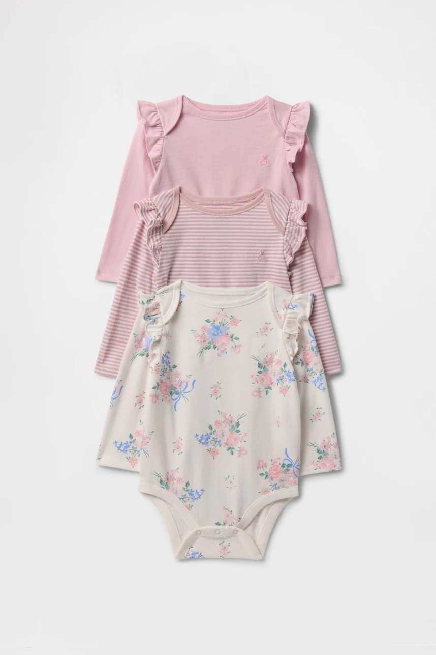 Bodies Pack X3 Manga Larga Bebe Rose Mist