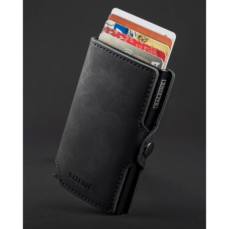 Billetera Baleine Kansas en Aluminio y Cuero con Protección RFID Full Black