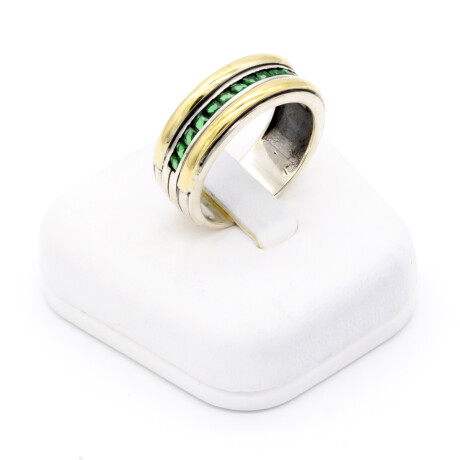 Anillo de plata 925, double en oro 18 ktes y circonias. Anillo de plata 925, double en oro 18 ktes y circonias.