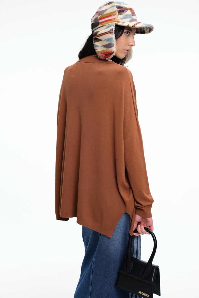 SWEATER ESCOTE V Tabaco