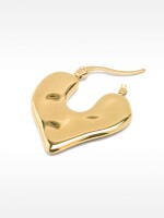 Pendiente Individual Con Corazón En Relieve - Acero Inoxidable dorado