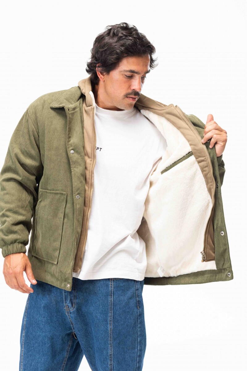 Campera PANA CON CAPUCHA VERDE