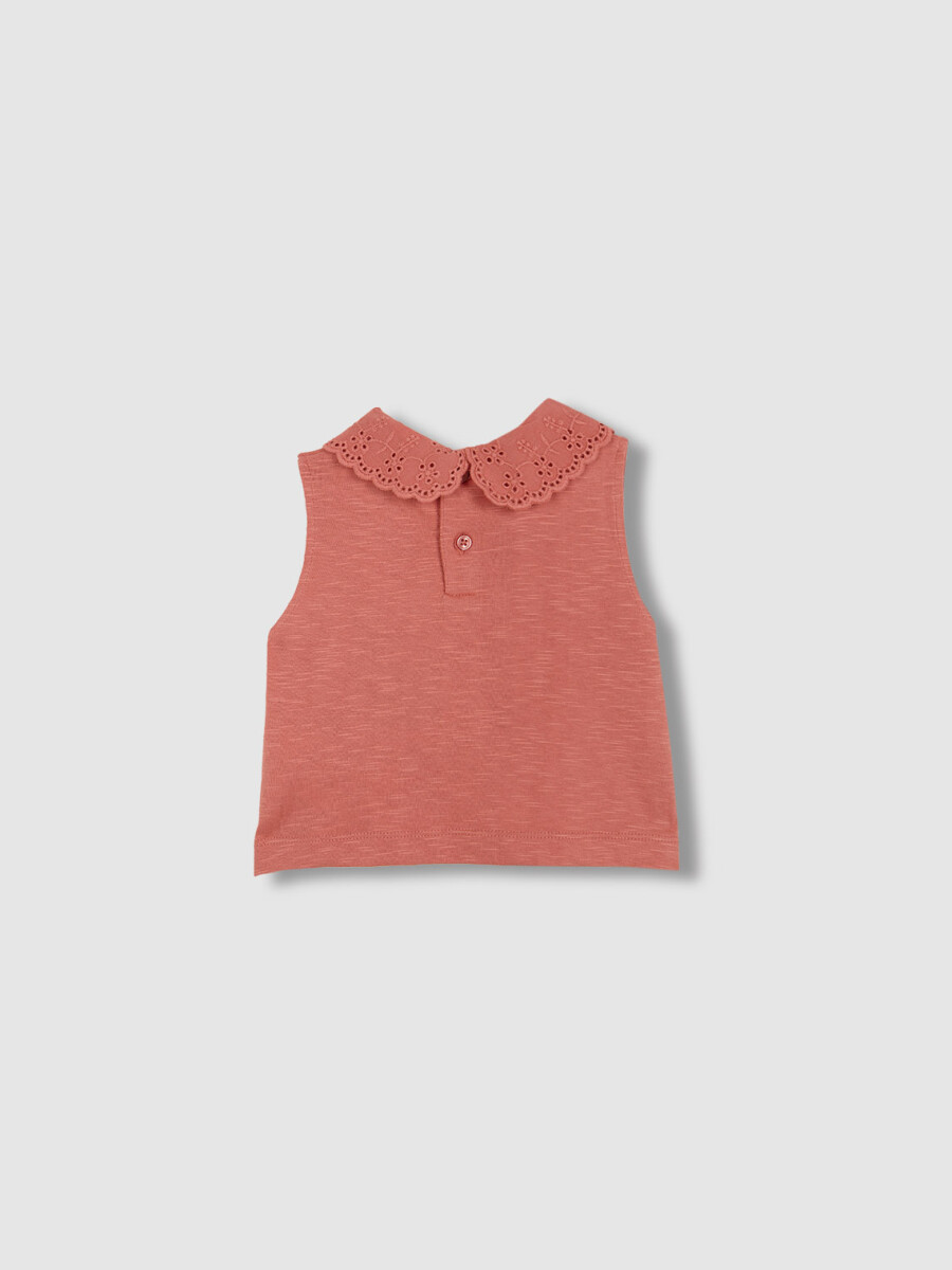 Camiseta Sin Mangas Cuello Openwork Naranja