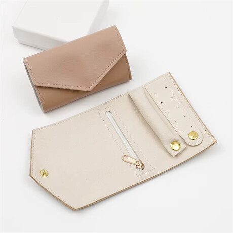 Estuche joyero plegable para viaje cuerina - 10x18cm Rosado