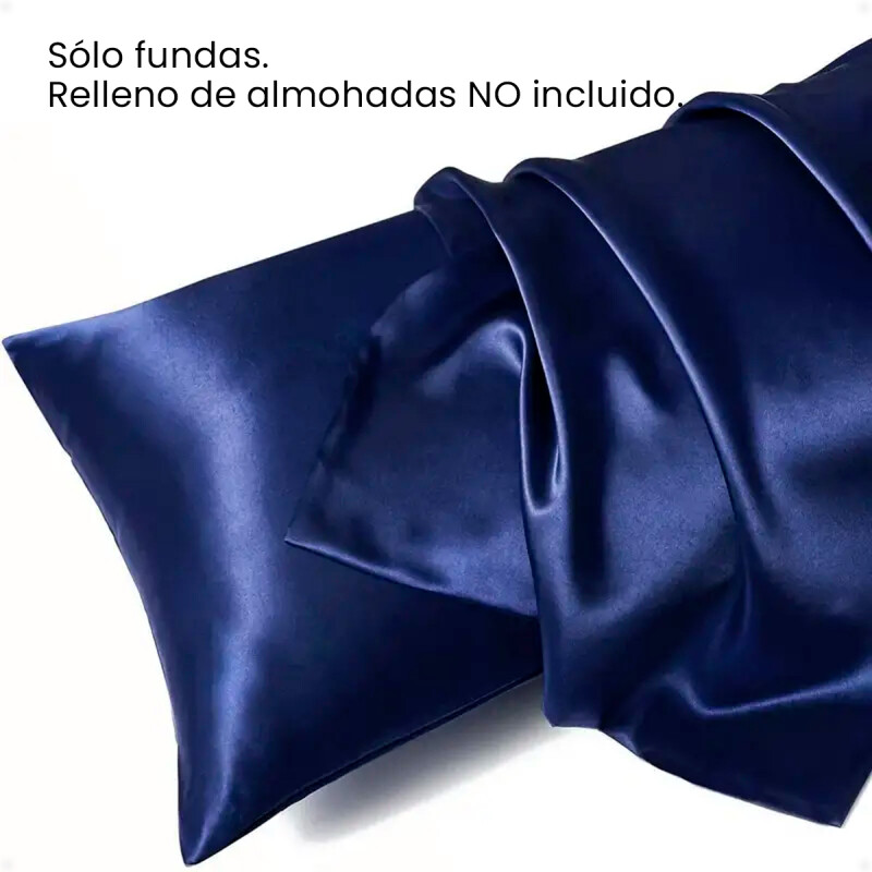 Funda Almohada De Satín Satén Tipo Seda Suave Azul