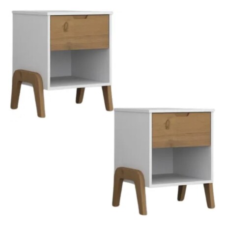 Promo 2 Mesa de luz 1 cajon Linea Veneza - Blanco/Miel Promo 2 Mesa de luz 1 cajon Linea Veneza - Blanco/Miel