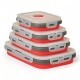 Set X4 Taper Contenedor Silicona Plegables Tapa Plastico Hermetica Rojo