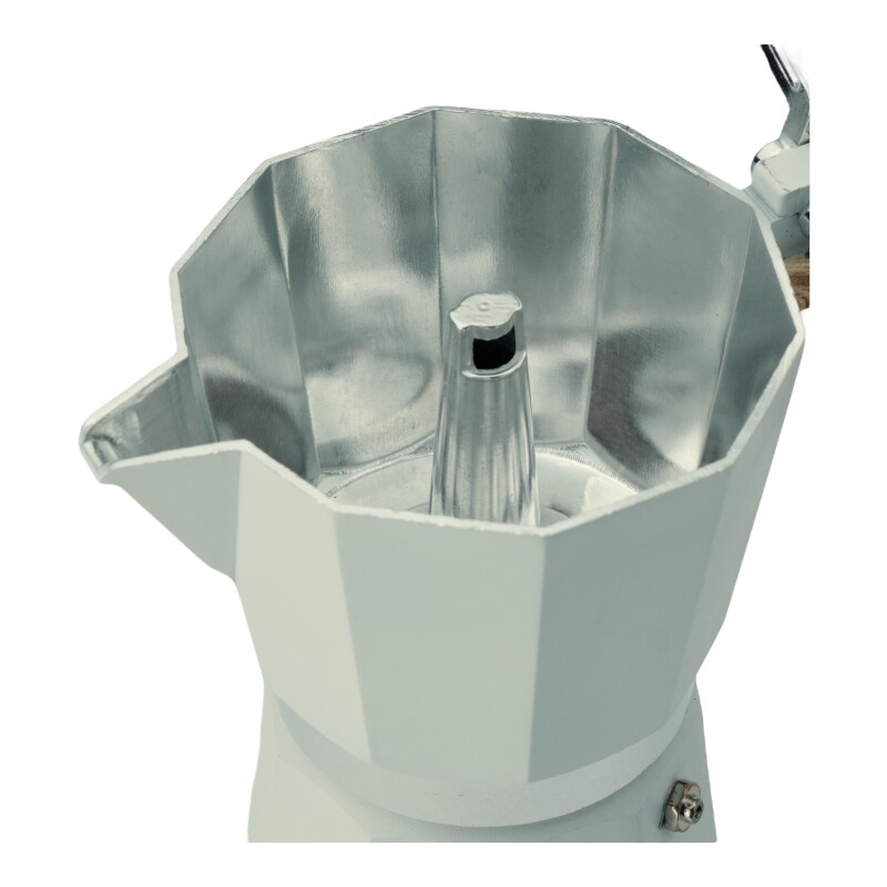 Cafetera Italiana Espresso 6 Tazas Aluminio Blanco