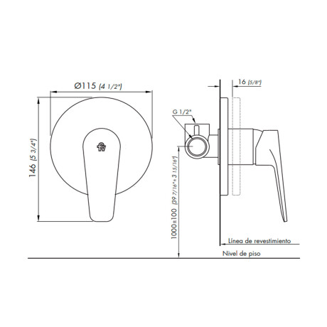 GRIFERIA DE DUCHA DE EMPOTRAR LINEA ZOE FV SIN TRANSFERENCIA 000