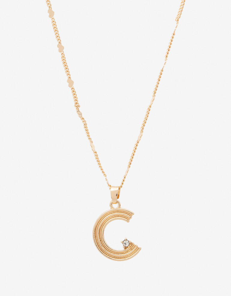 Cadena Corta con Dije Letras Collar Con Dije Inicial Letra "c" - Dorado