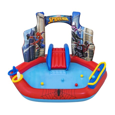 Piscina interactiva inflable con tobogan Spiderman Piscina interactiva inflable con tobogan Spiderman