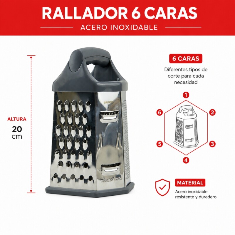 Rallador 6 caras 20 cm INOX