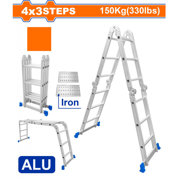ESCALERA ANDAMIO 12 ESCALONES ALUMINIO CON PLATAFORMA WADFOW WLD7H43 ESCALERA ANDAMIO 12 ESCALONES ALUMINIO CON PLATAFORMA WADFOW WLD7H43