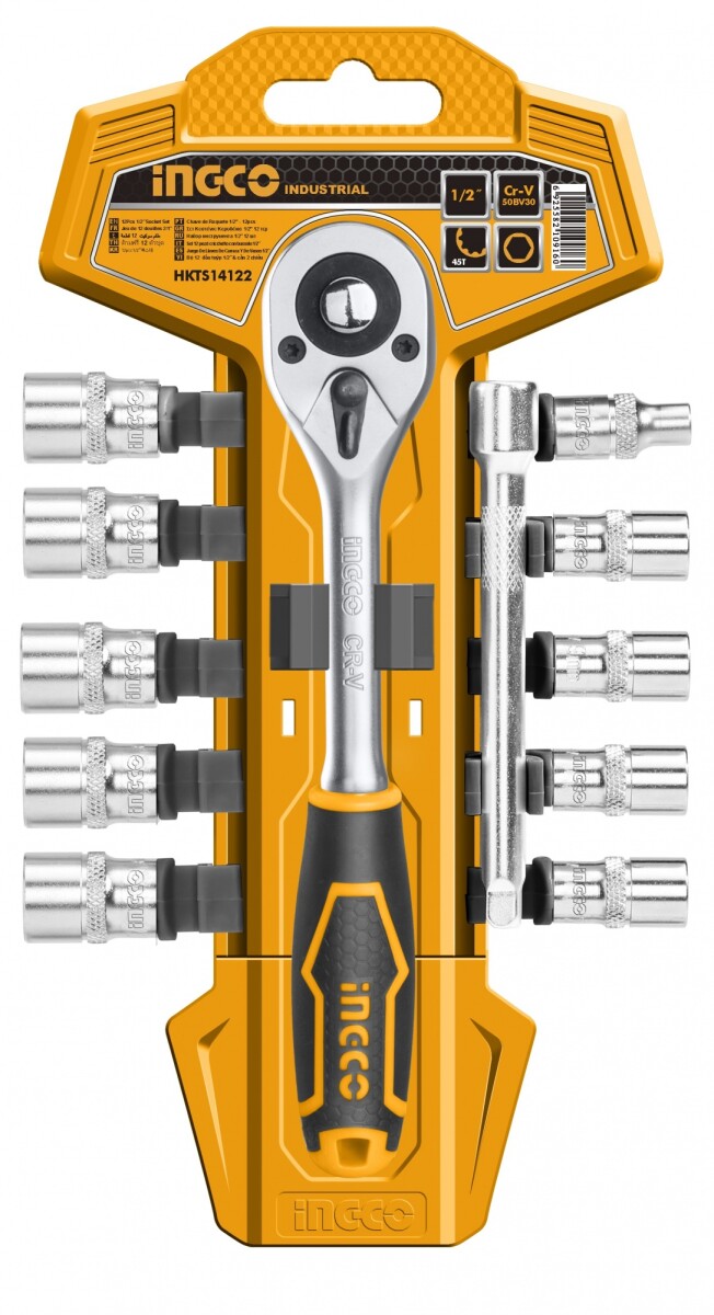 JUEGO 12 PZA 10 DADOS TUBO LLAVE CRIQUE 1/4´´ INGCO HKTS14122 