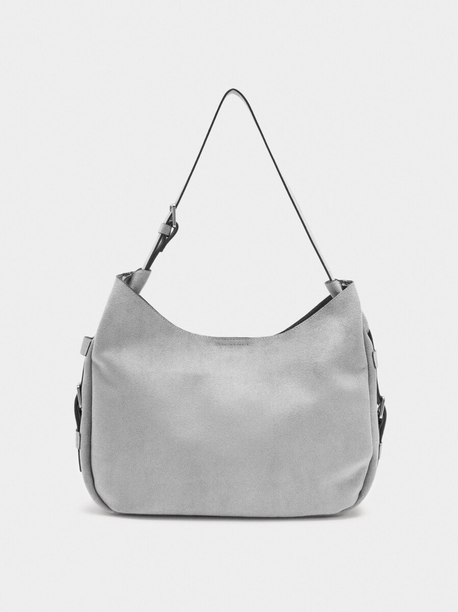 Bolso Estilo Hobo Efecto Piel - gris 