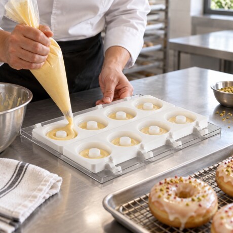 Set Molde de 8 Donas con 50 Palitos de Silicona Set Molde de 8 Donas con 50 Palitos de Silicona