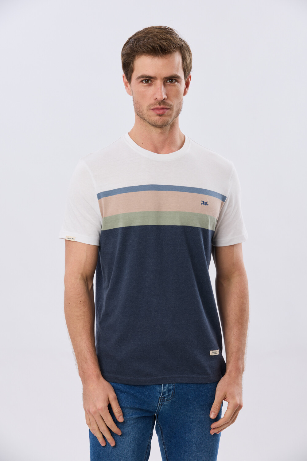 REMERA RAYADA DE ALGODÓN Azul