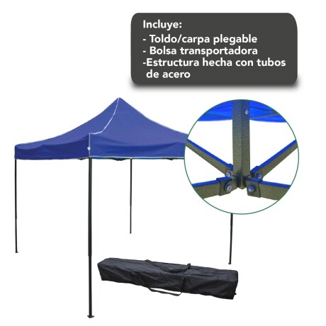 Gazebo reforzado toldo carpa 3x3mt azul Acero Gazebo reforzado toldo carpa 3x3mt azul Acero