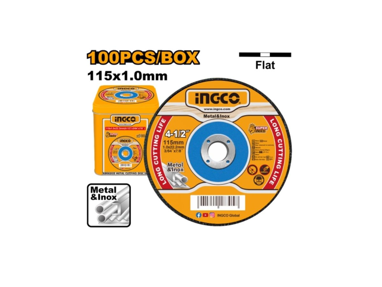 SET DISCO DE CORTE 115MM X 1.2 MM X 100 U 