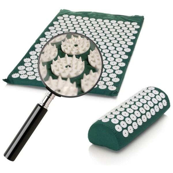 Colchoneta Mat + Almohada Acupuntura Masajeador Relajación Color Variante Verde