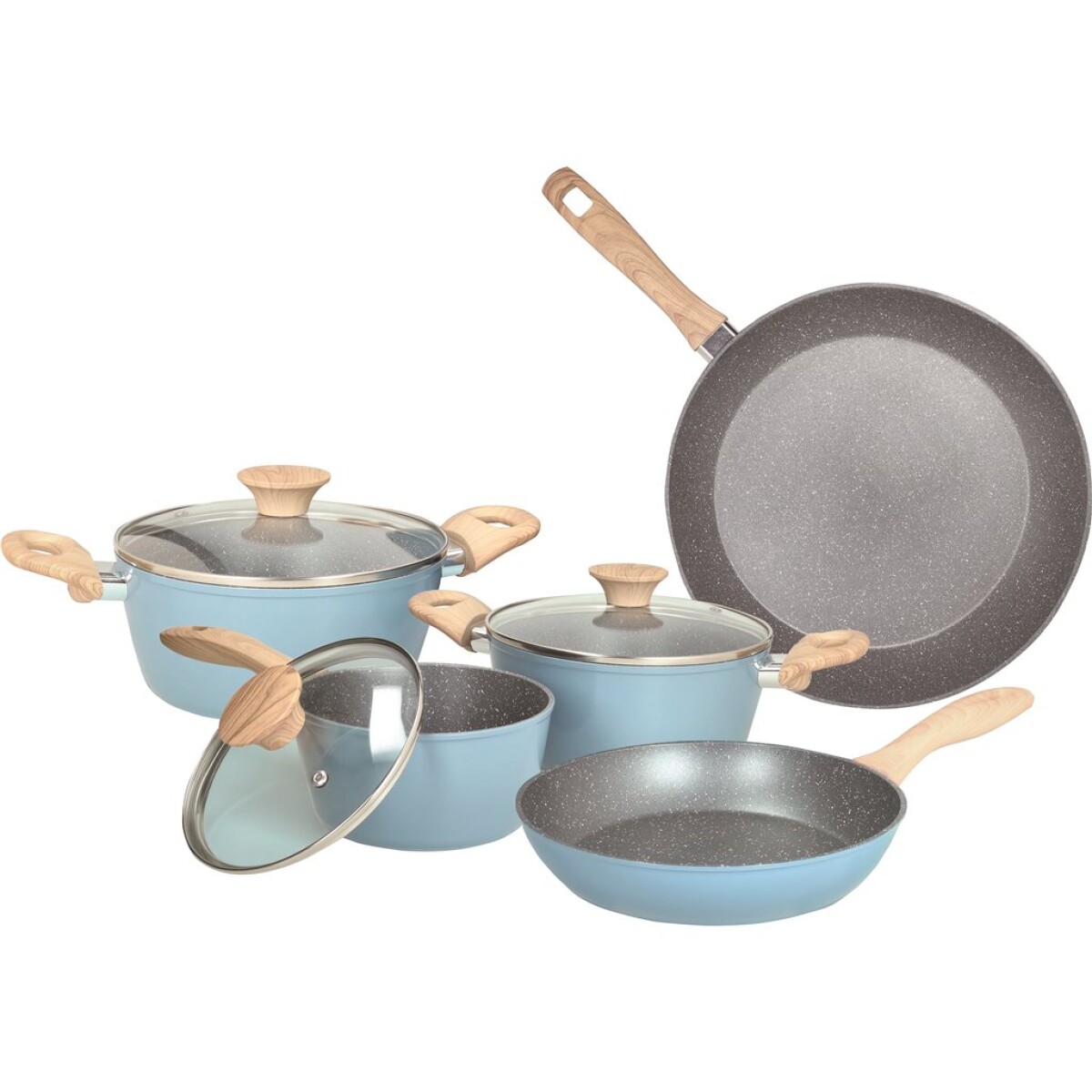 BATERIA COCINA 8PZAS ANTIADHERENTE ALUM.FUND.AZUL 