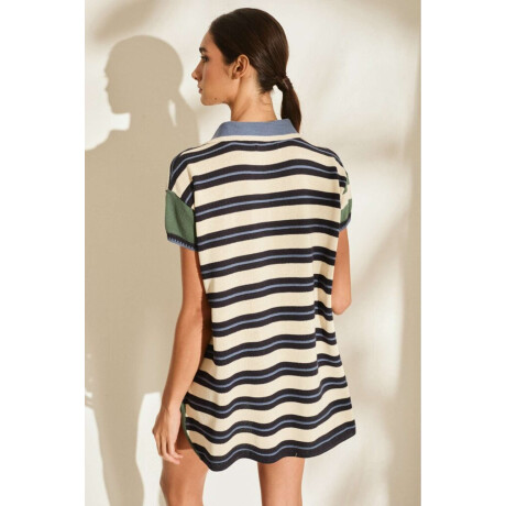 Vestido Sun Azul Y Crudo
