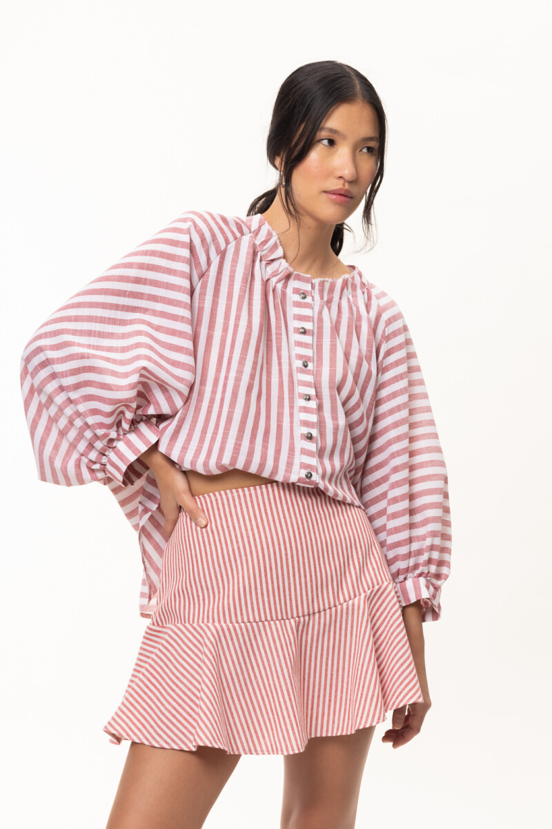 Falda Moss Rayas Roja
