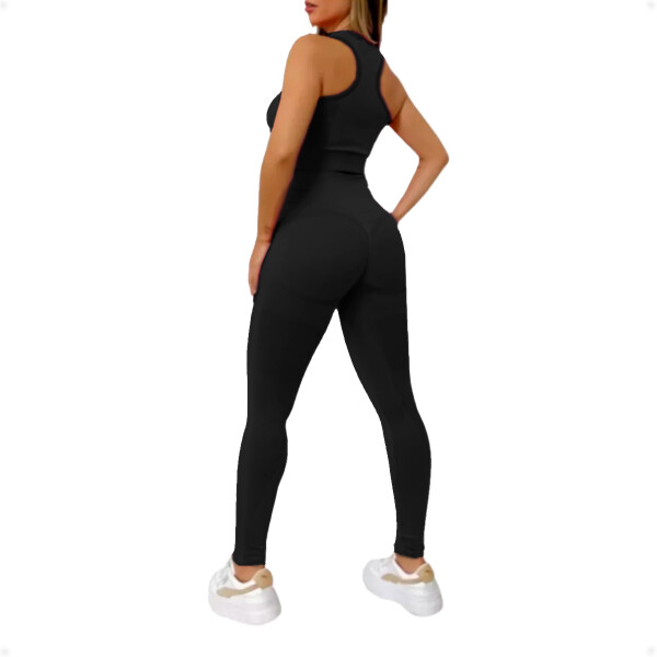 Conjunto Deportivo Calza Levanta Glúteos Push Up Más Top Negro