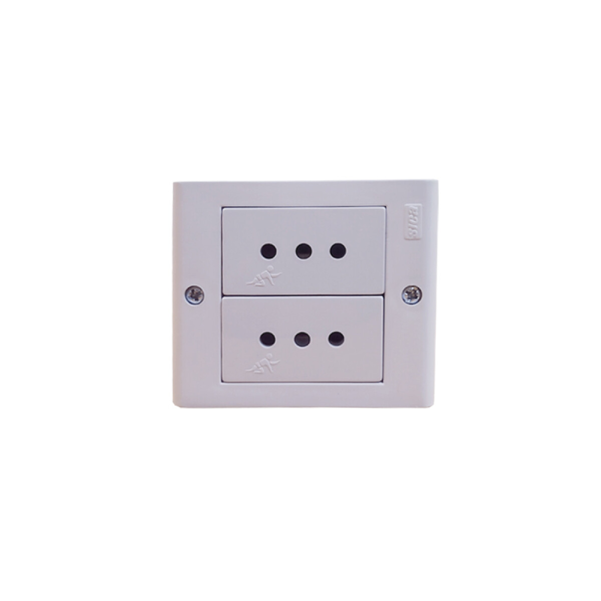 Caja c/ 2 tomas 3 en línea (2P+T) blanco puro Sica - ELE07682 