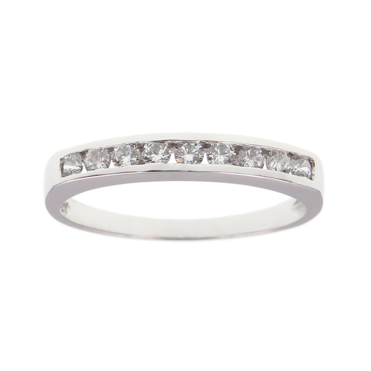 Anillo medio sin fin Chana chico en oro blanco 18k con circonias 