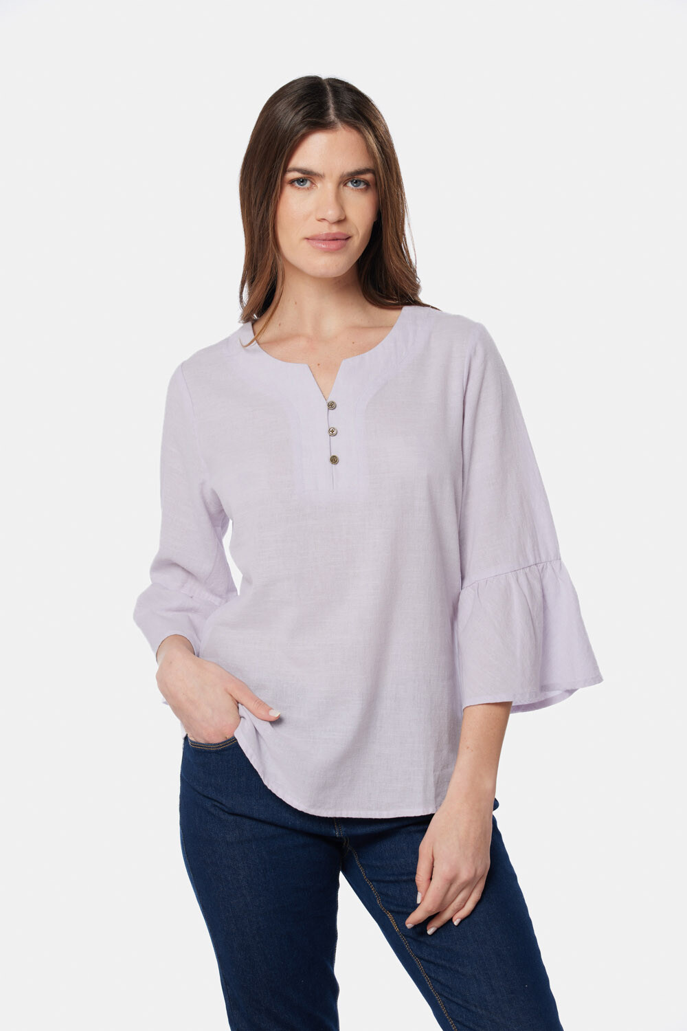 BLUSA DE LINO VOLADOS Lila