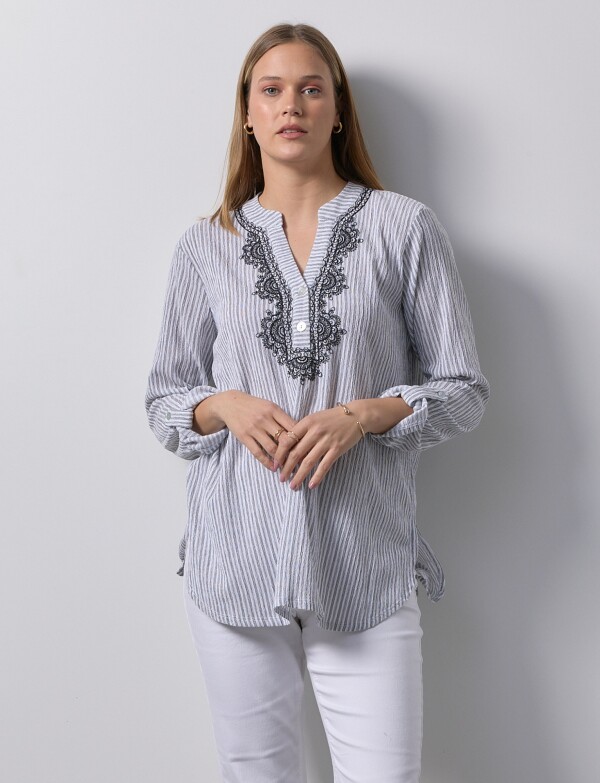 Blusa Det Bordado NEGRO/MULTI