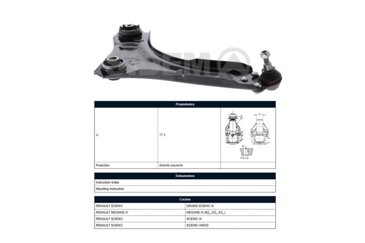 Parilla De Suspension Delantera Renault Megane 08-10 Izq Parilla De Suspension Delantera Renault Megane 08-10 Izq