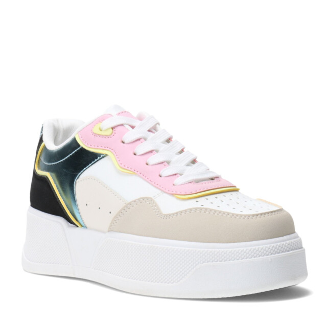 Championes de Mujer Miss Carol BUSAN materiales combinados Blanco - Multicolor