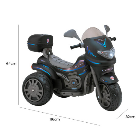 Moto A Batería Con Reversa Luces Y Sonido + Casco Negro