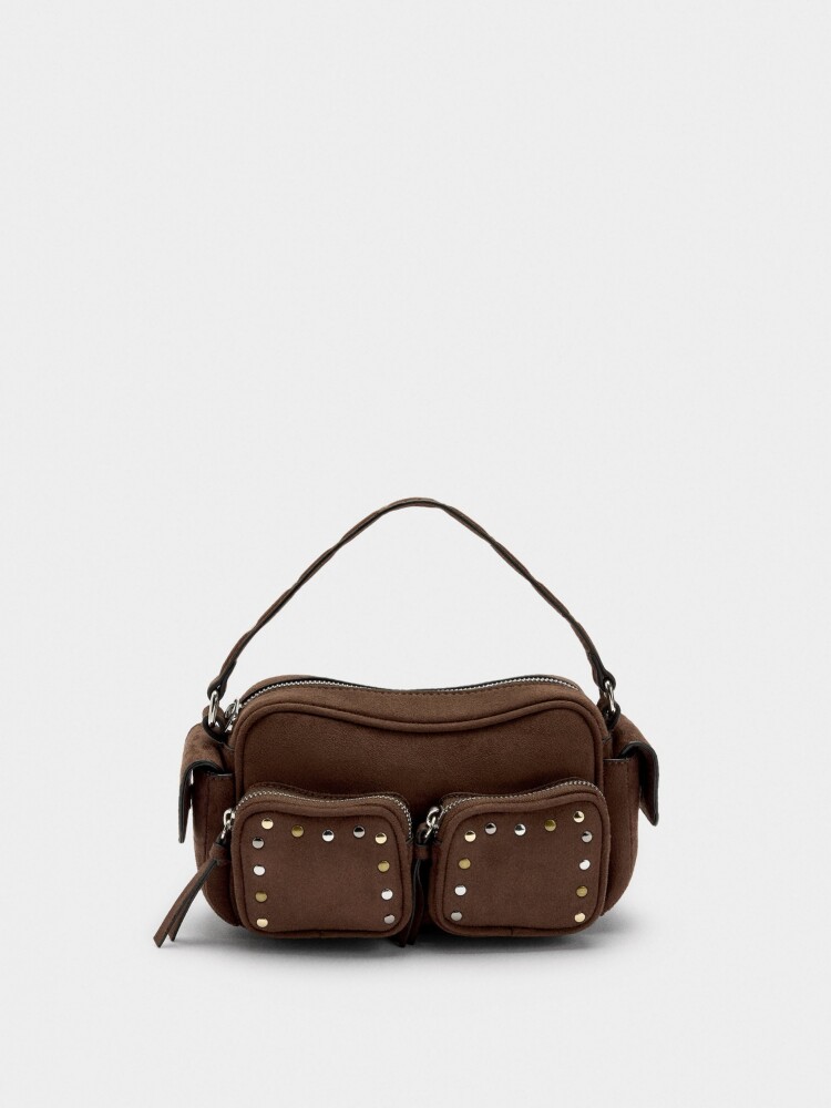 Bolso De Mano De Efecto Piel Con Tachuelas marron