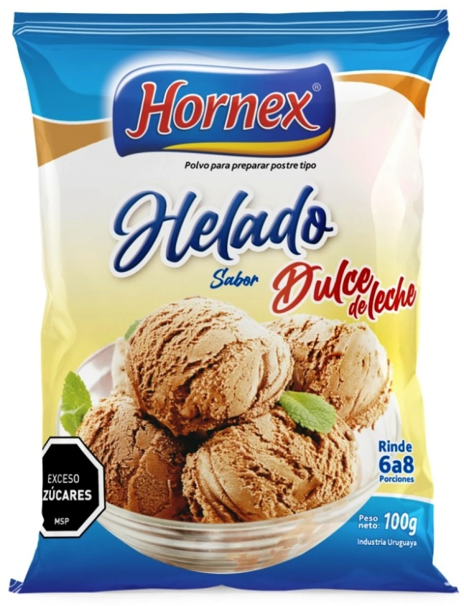 HELADO POLVO HORNEX 100G 8P DULCE DE LECHE 
