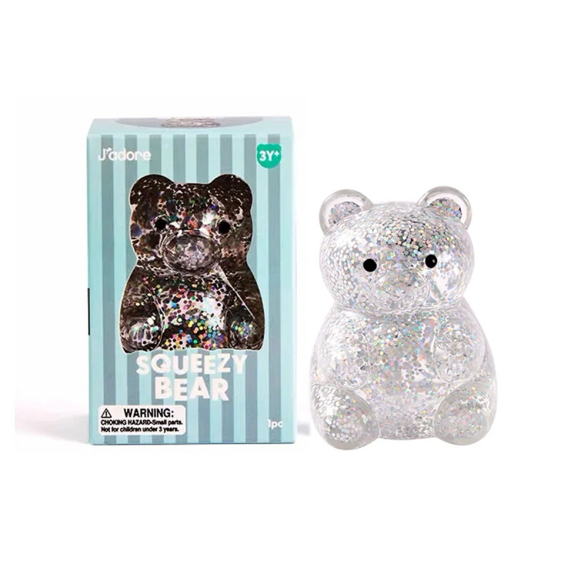 Squishy Oso Glitter Jadore Plateado