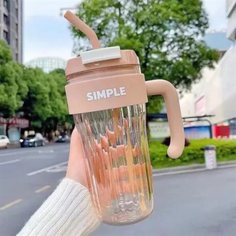 Vaso con manija y sorbito Marron