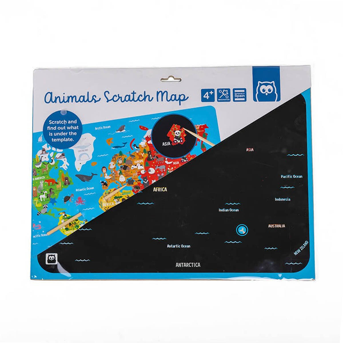Mapamundi para Raspar de animales EurekaKids 