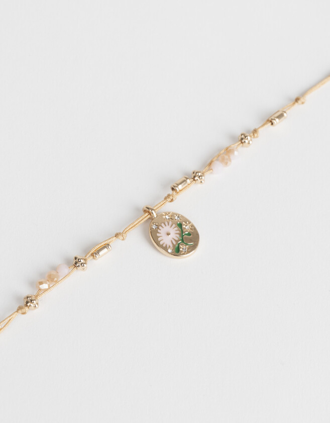 Pulseras Flexibles Con flores Pulsera Flexible Dije Flor - Dorado