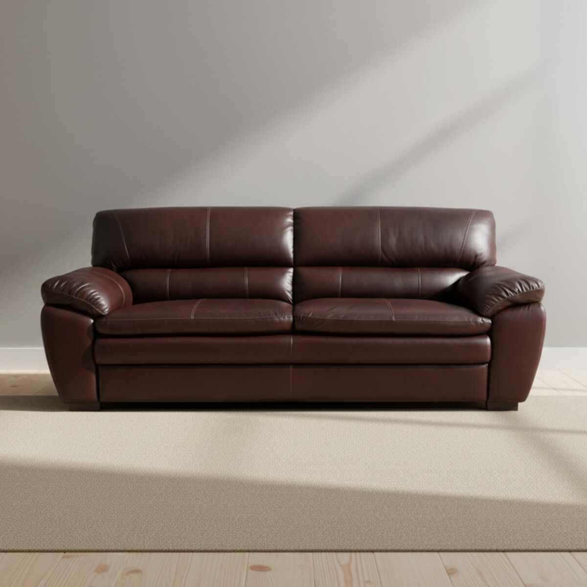 SOFÁ - 3 CUERPOS CUERO-100-NATURAL MARRON NEW FOCUS COGNAC 