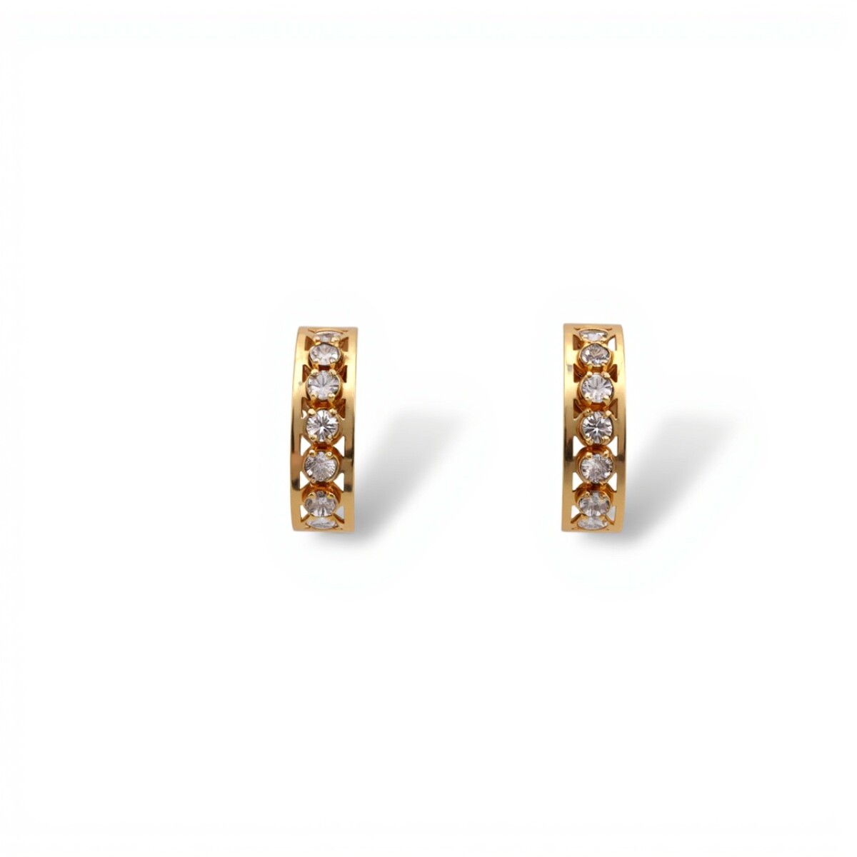 Caravanas Fila de oro- Oro bajo -Zirconia blanca - CA8283 - conpiedra 