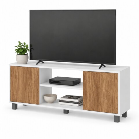 Mueble Rack de Tv Hasta 50" Manhattan de Piso con 2 Puertas y Estantes 120 cm de Ancho - Manchester / Blanco Mueble Rack de Tv Hasta 50" Manhattan de Piso con 2 Puertas y Estantes 120 cm de Ancho - Manchester / Blanco
