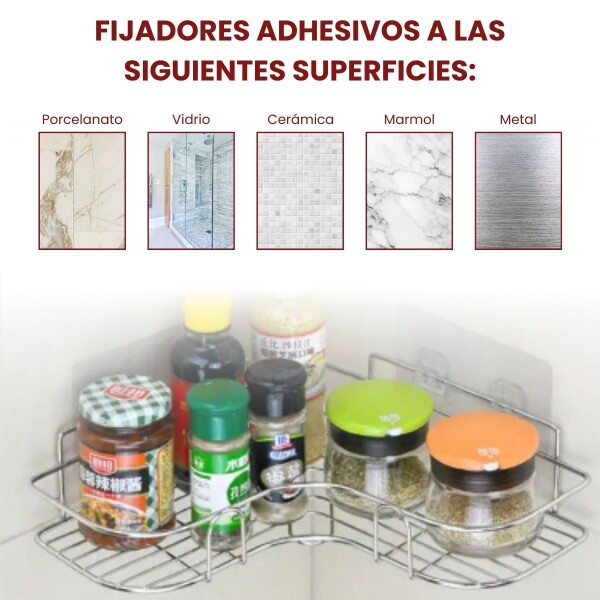 Organizador de Baño Esquinero Adhesivo Repisa de Ducha Set x2 Plateado BAN002 Organizador de Baño Esquinero Adhesivo Repisa de Ducha Set x2 Plateado BAN002