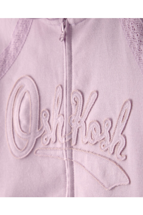 Campera de algodón, lila, con capucha y logo Sin color