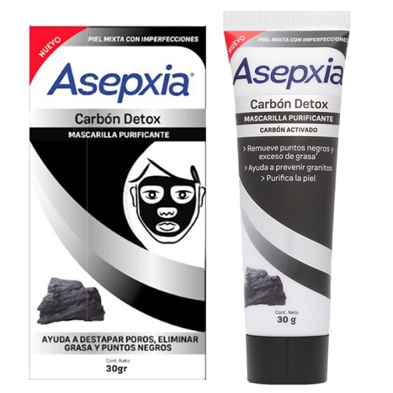 Mascarilla Facial Asepxia Carbón Detox 30 Grs. Mascarilla Facial Asepxia Carbón Detox 30 Grs.