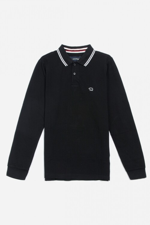 Remera polo m/l - Hombre NEGRO