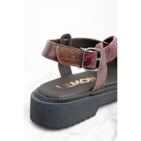 Sandalia Cuero Combinada Bordeaux